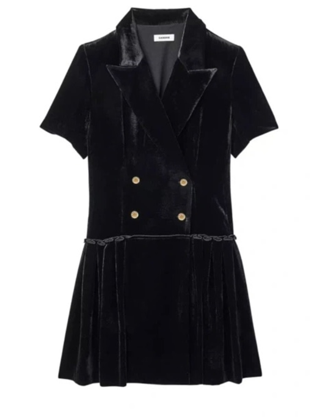 SANDRO double-breasted velvet mini dress